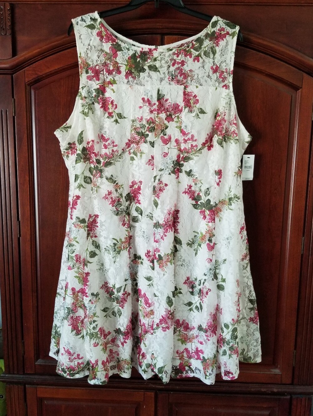 Lane Bryant White And Pink Floral Lace Mini Dress Size 26/28 Wedding Romantic